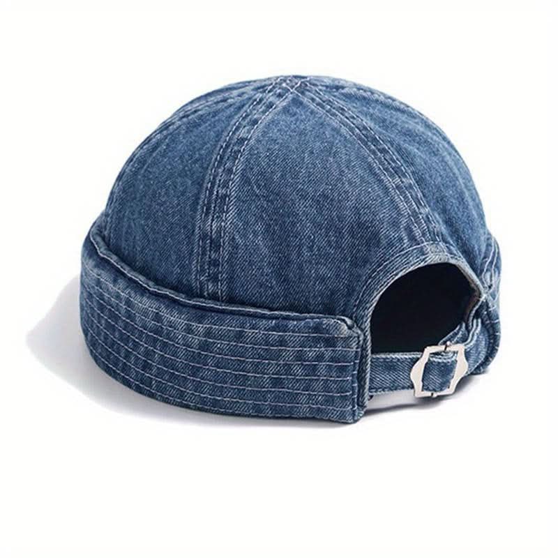Retro Brimless Denim Docker Hat for Men