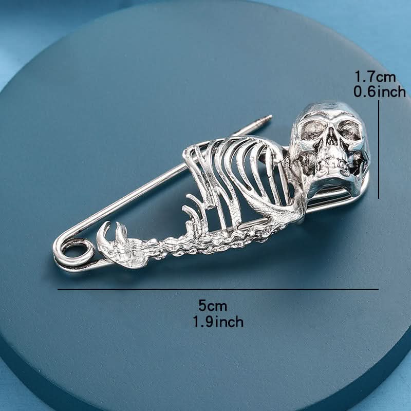 Vintage Gothic Skull Head Brooch Pin