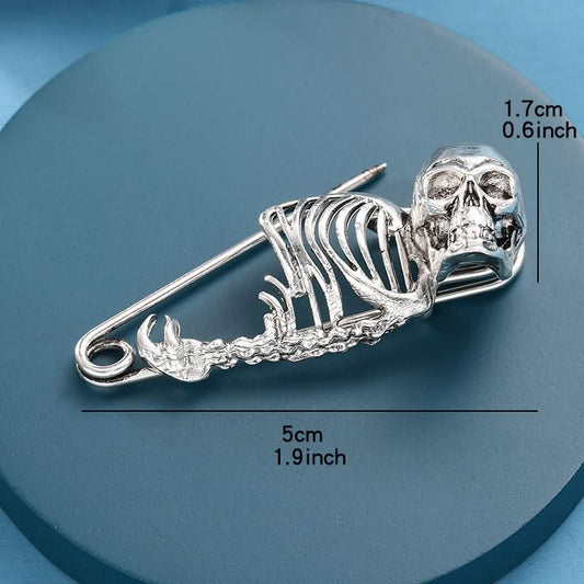 Vintage Gothic Skull Head Brooch Pin