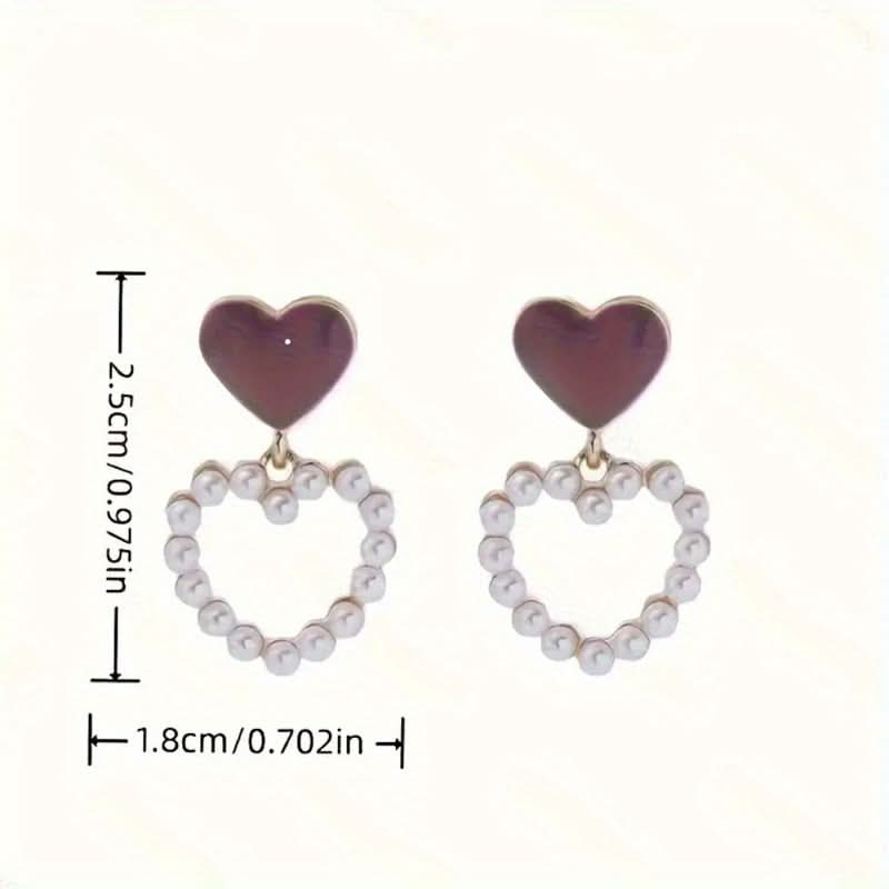 5 Pairs Heart & Pearl Stud Earrings Set