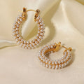 Vintage Pearl Hoop Earrings in Stainless Steel