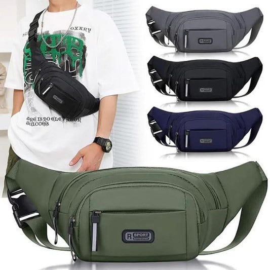 1Pc 40CM Waist Bag with Zipper Closure - Adjustable Shoulder Strap, Unlined, Nylon Fanny Pack for Men and Women - Ideal for Hiking, Travel, Camping, Running, Sports, and Outdoors Activities