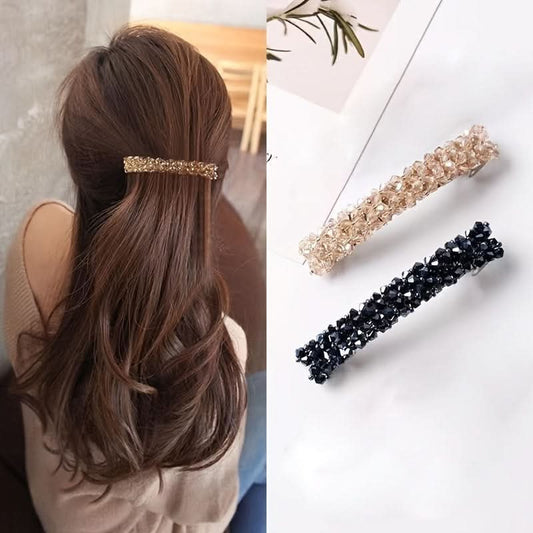 2pcs Crystal Gold Rectangle Hair Clips