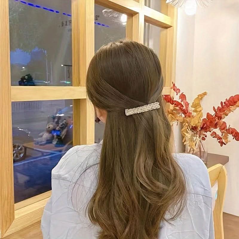 2pcs Crystal Gold Rectangle Hair Clips
