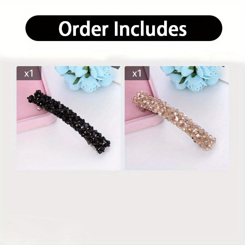 2pcs Crystal Gold Rectangle Hair Clips