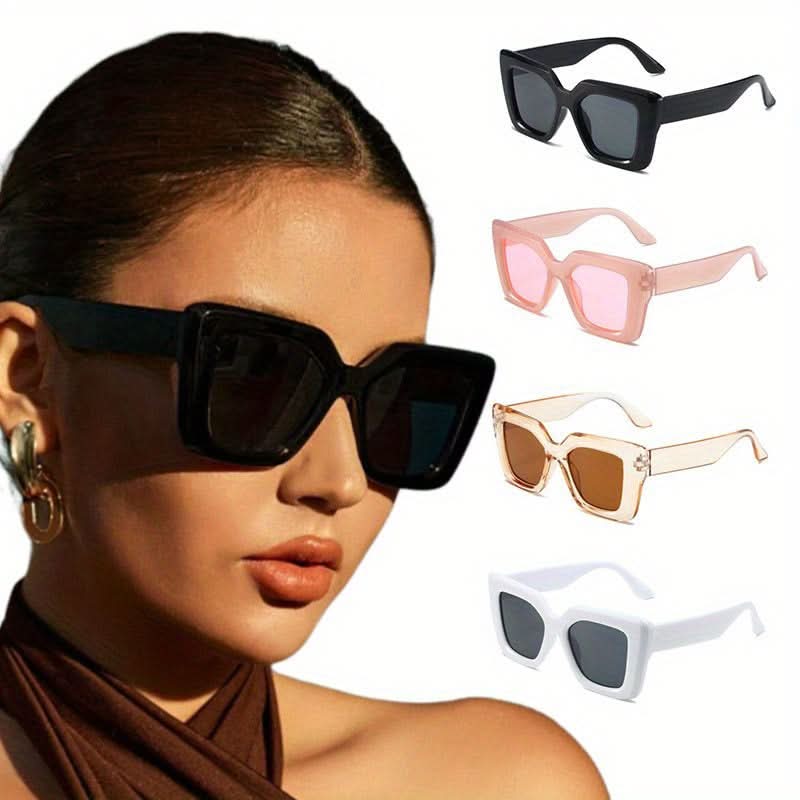 4 Pcs Stylish Large Square Eyeglasses - Anti-Reflective, Durable Frames, Assorted Colors