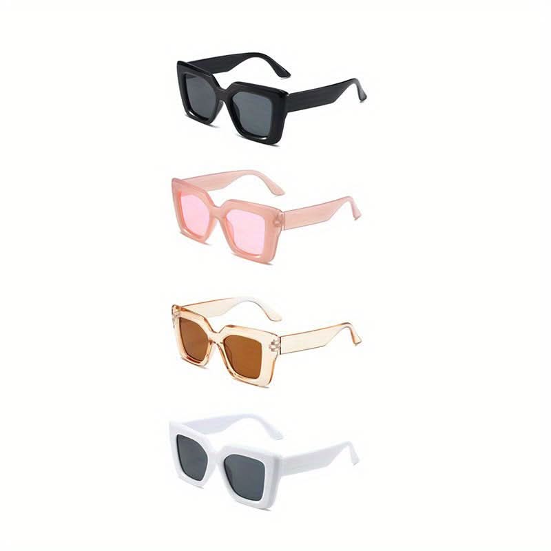 4 Pcs Stylish Large Square Eyeglasses - Anti-Reflective, Durable Frames, Assorted Colors