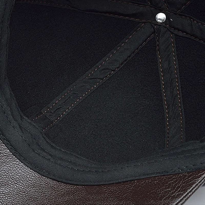 Men’s PU Leather Baseball Cap – Plus Velvet Lined Winter Hat