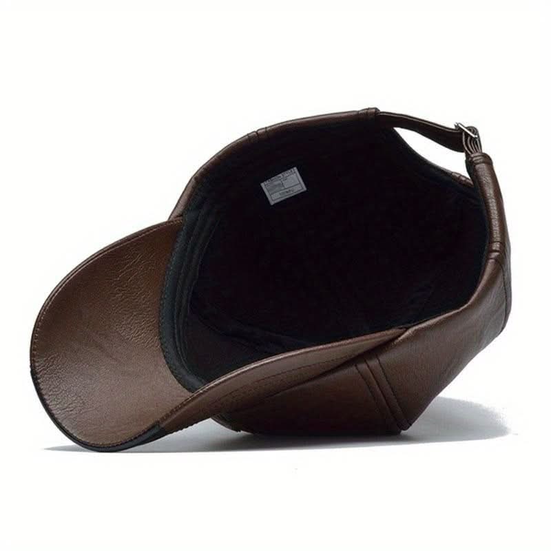 Men’s PU Leather Baseball Cap – Plus Velvet Lined Winter Hat