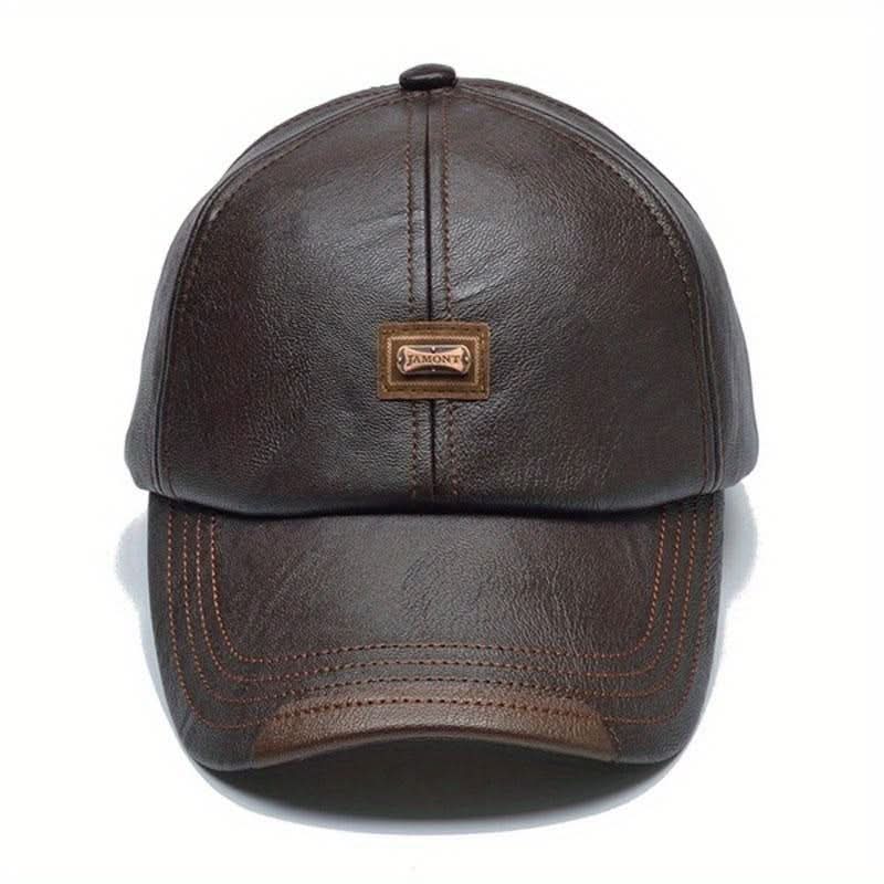 Men’s PU Leather Baseball Cap – Plus Velvet Lined Winter Hat
