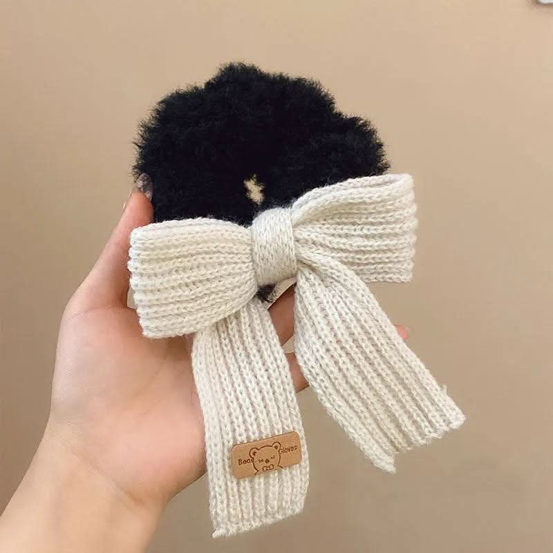 Solid Color Bow Wool Headband for Girls