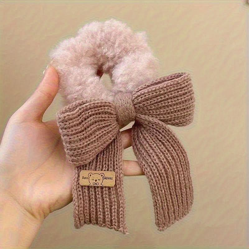 Solid Color Bow Wool Headband for Girls