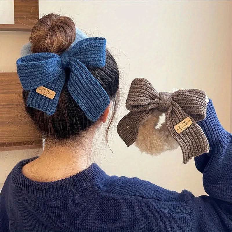 Solid Color Bow Wool Headband for Girls