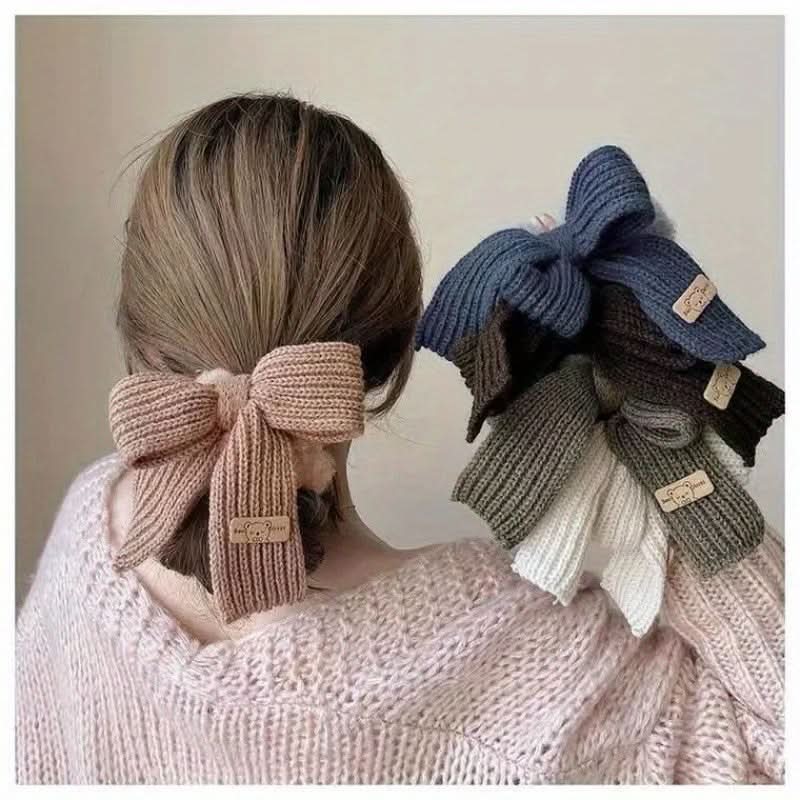 Solid Color Bow Wool Headband for Girls