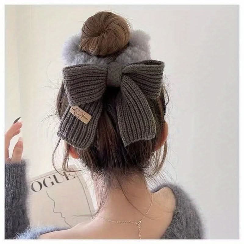 Solid Color Bow Wool Headband for Girls