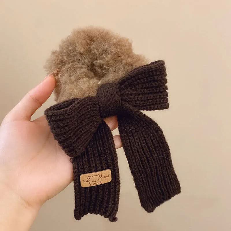 Solid Color Bow Wool Headband for Girls