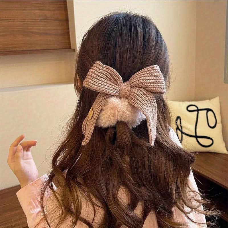 Solid Color Bow Wool Headband for Girls