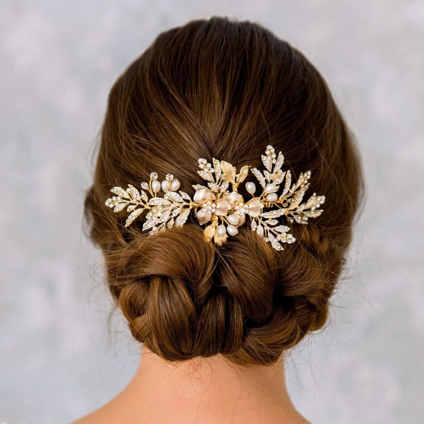 Golden Rhinestone Wedding Hair Comb for Brides
