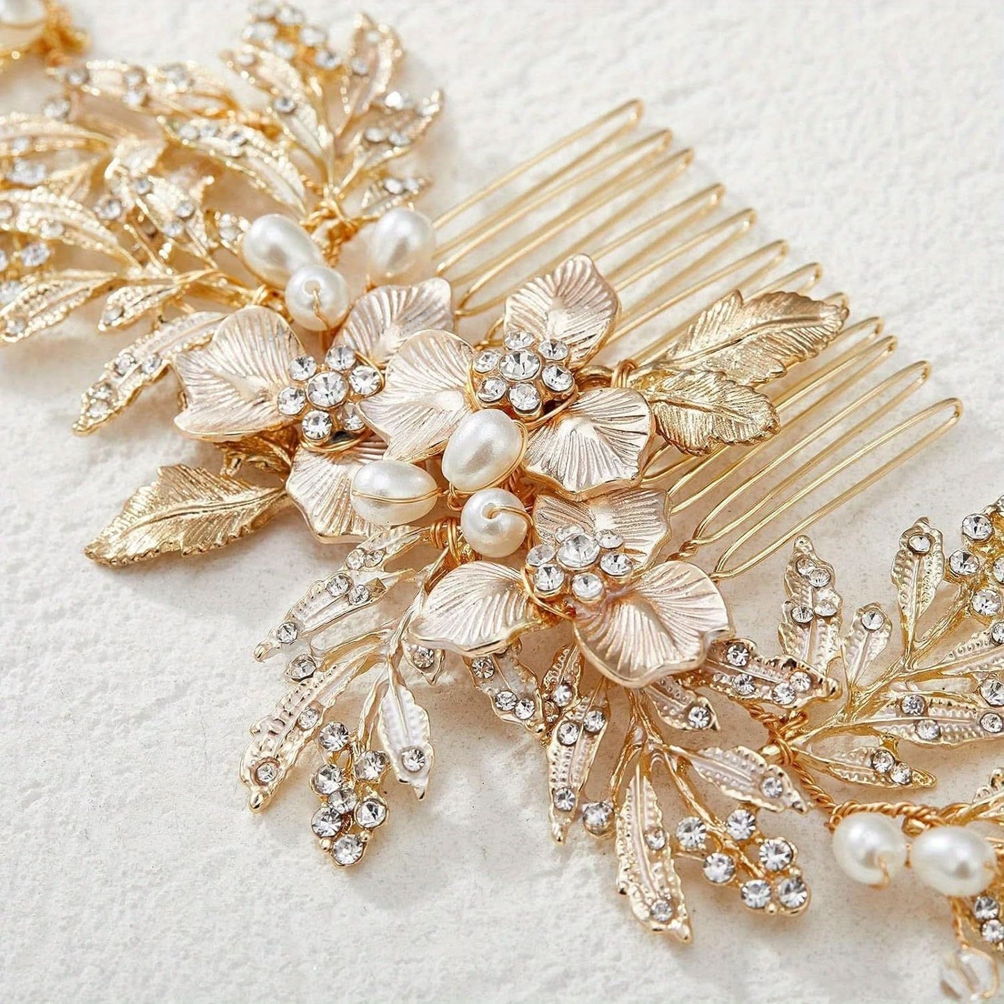 Golden Rhinestone Wedding Hair Comb for Brides