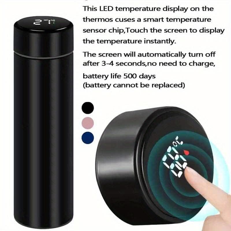 500ml Temperature Display Vacuum Flask – Insulated Water Bottle for Hot & Cold Beverages