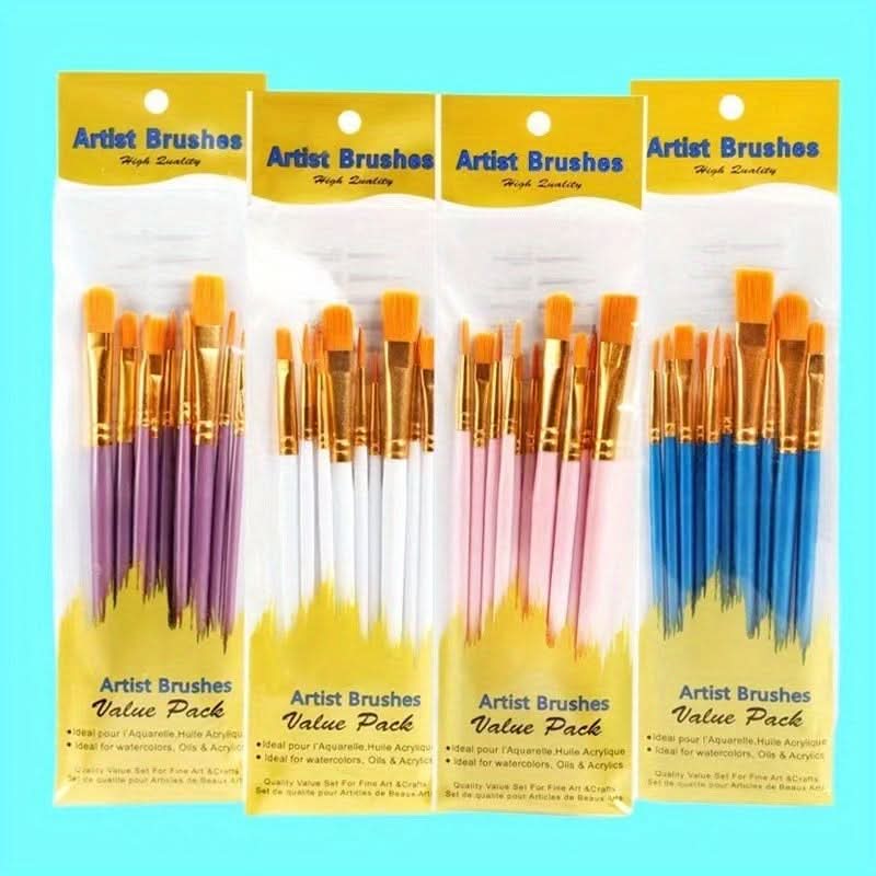 10-Piece Pearlescent Paint Brush Set for Artists