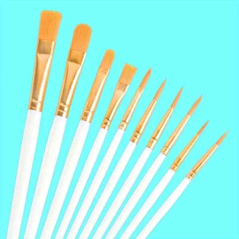 10-Piece Pearlescent Paint Brush Set for Artists