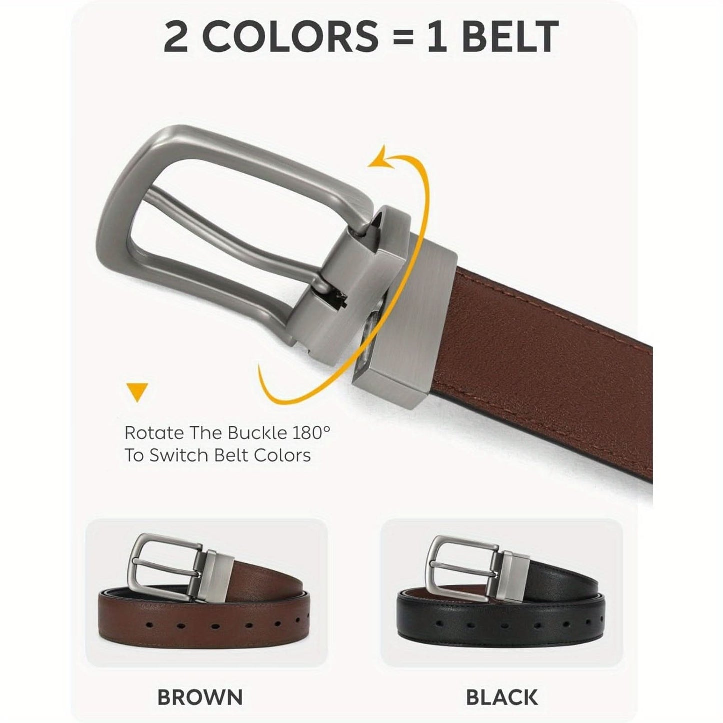 Couple Leather Reversible Belt for Men – 1 3/8" Wide