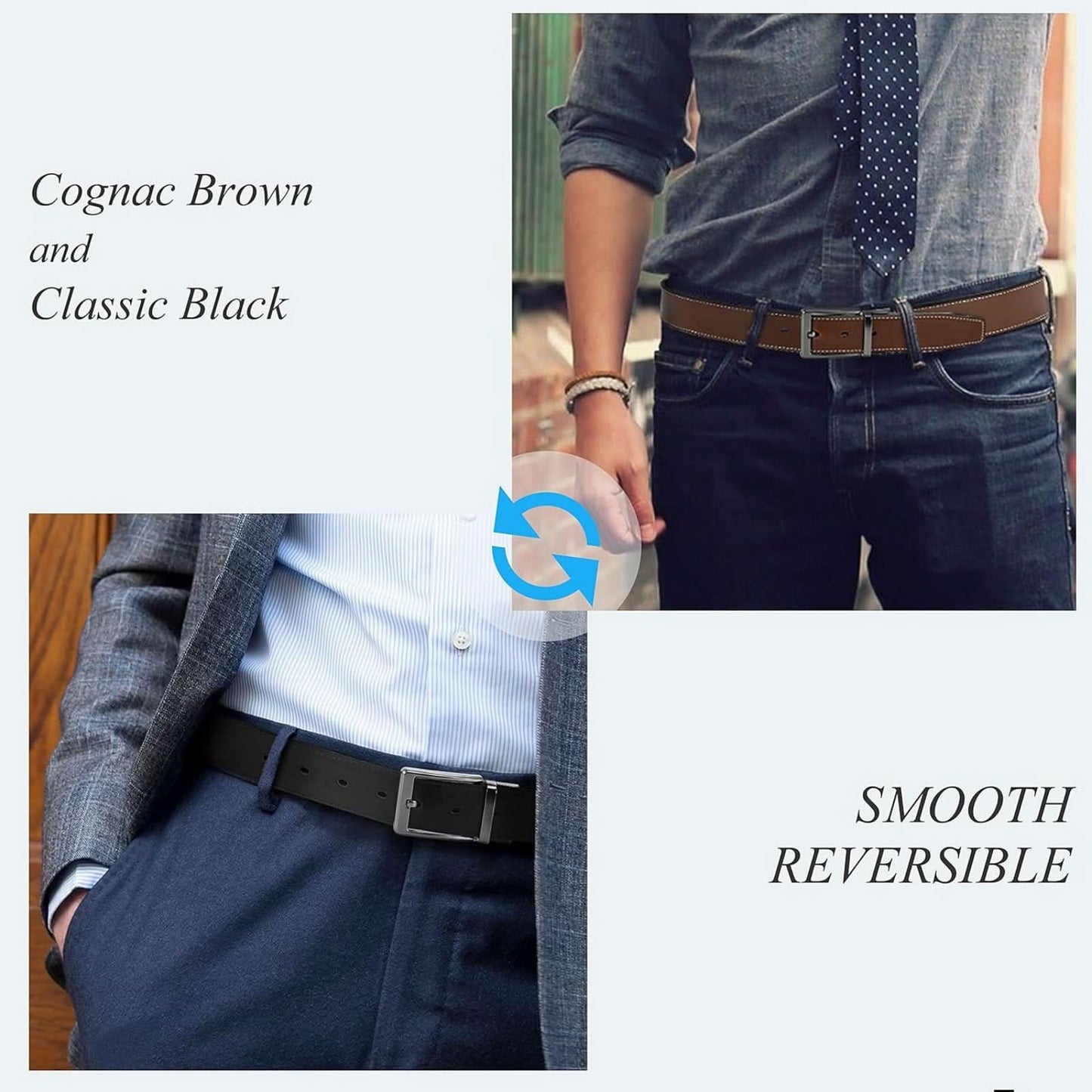 Couple Leather Reversible Belt for Men – 1 3/8" Wide