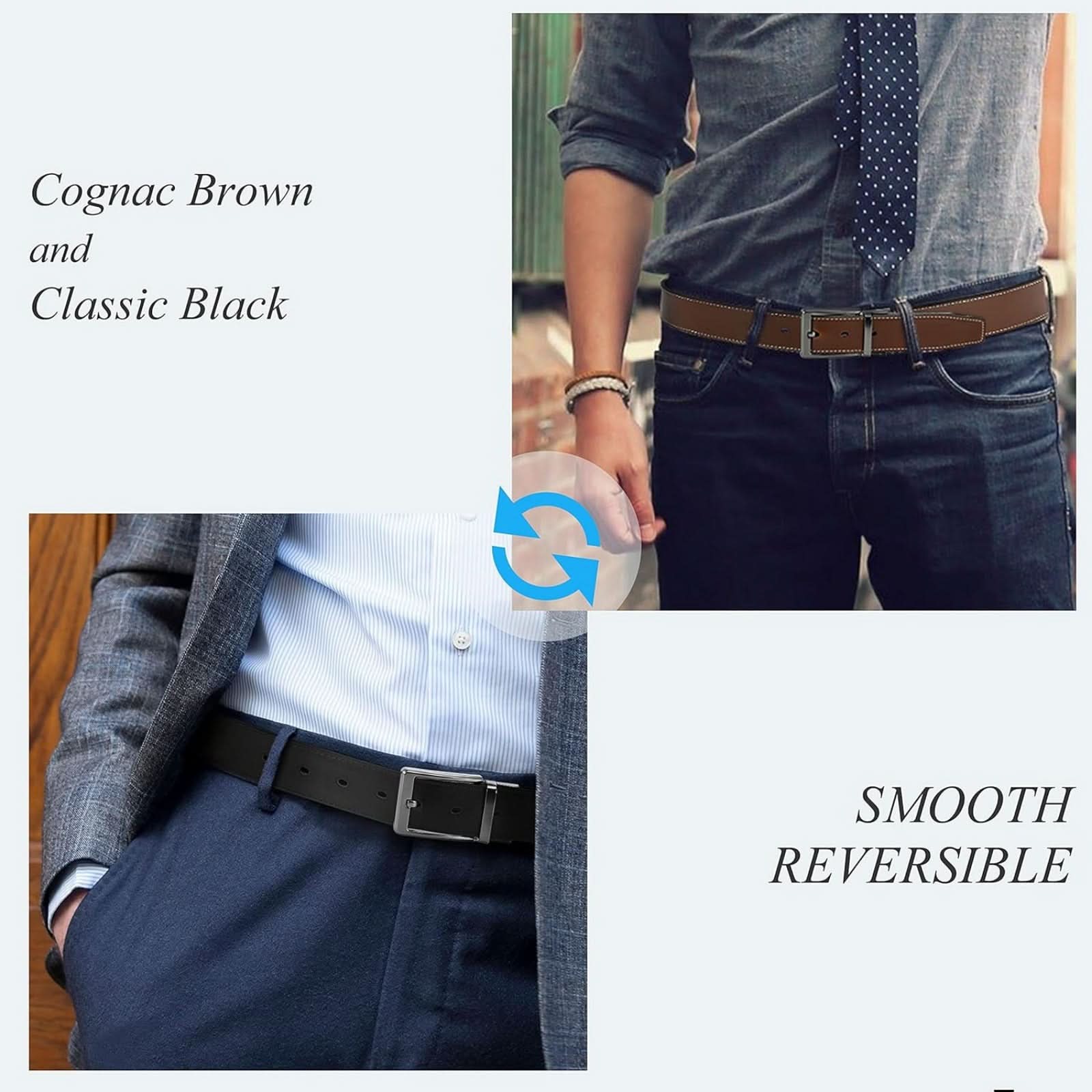 Couple Leather Reversible Belt for Men – 1 3/8" Wide