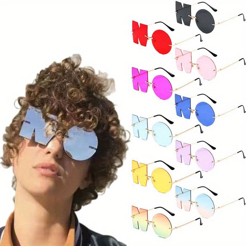 2pcs Irregular "NO" Rimless Eyeglasses for Women