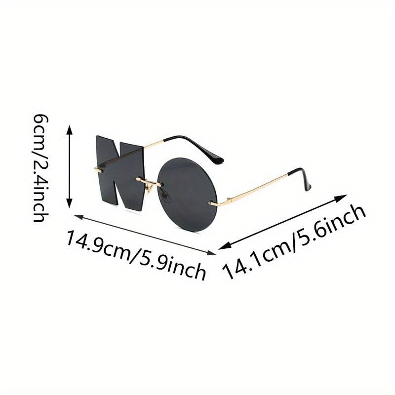 2pcs Irregular "NO" Rimless Eyeglasses for Women