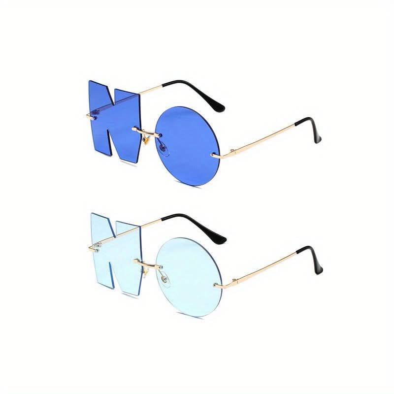 2pcs Irregular "NO" Rimless Eyeglasses for Women