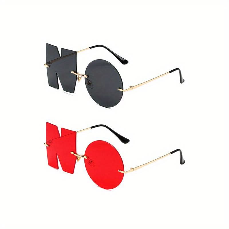 2pcs Irregular "NO" Rimless Eyeglasses for Women