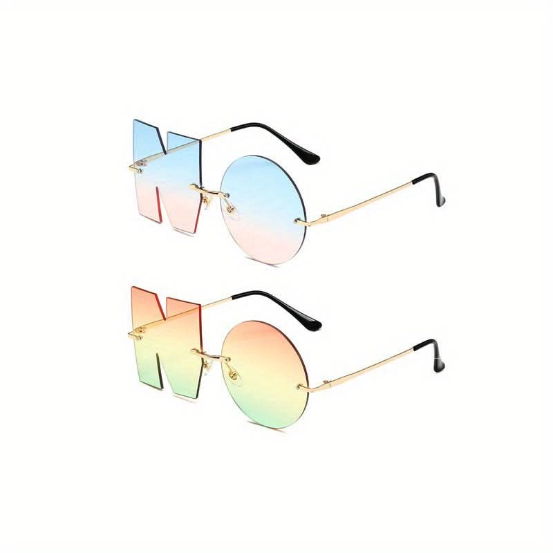 2pcs Irregular "NO" Rimless Eyeglasses for Women