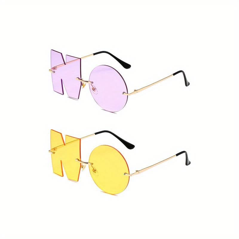 2pcs Irregular "NO" Rimless Eyeglasses for Women