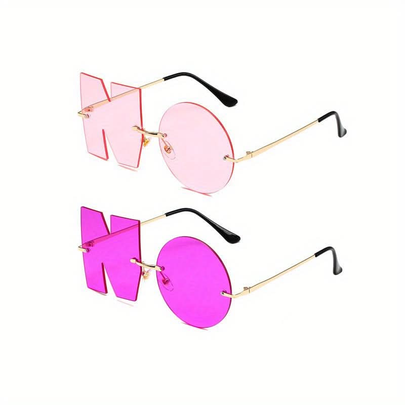 2pcs Irregular "NO" Rimless Eyeglasses for Women