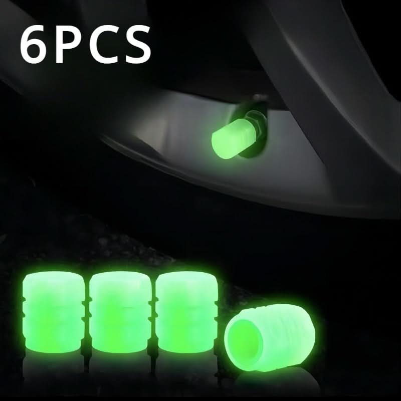 6pcs Glow-in-the-Dark Tire Valve Caps – Durable Rubber