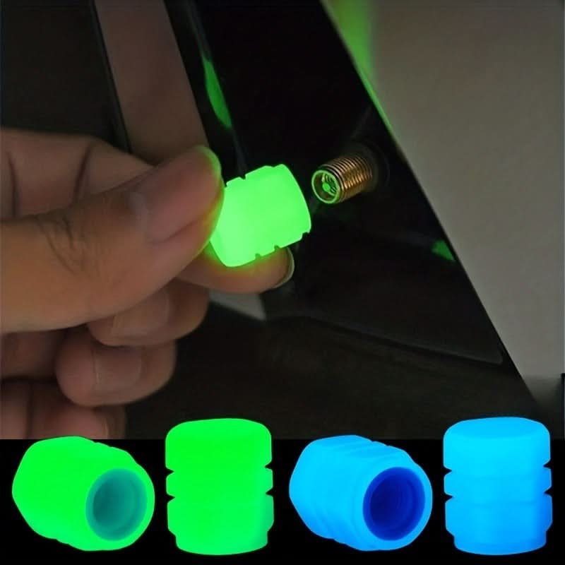 6pcs Glow-in-the-Dark Tire Valve Caps – Durable Rubber