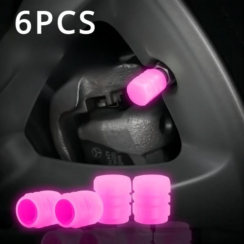 6pcs Glow-in-the-Dark Tire Valve Caps – Durable Rubber