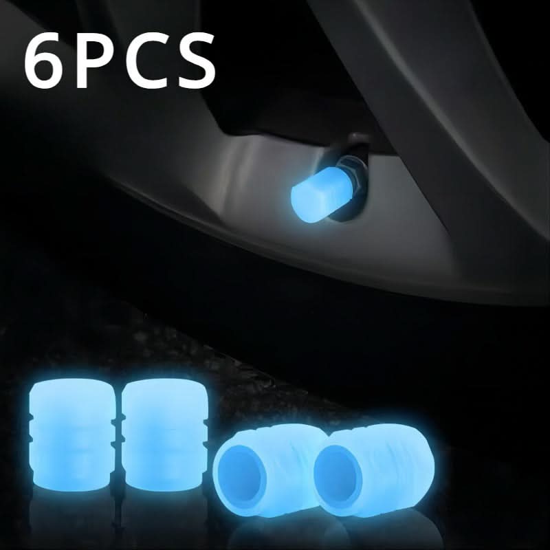 6pcs Glow-in-the-Dark Tire Valve Caps – Durable Rubber