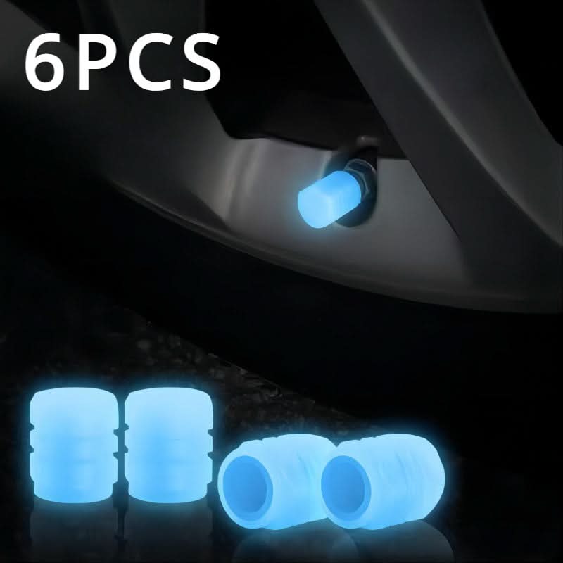 6pcs Glow-in-the-Dark Tire Valve Caps – Durable Rubber