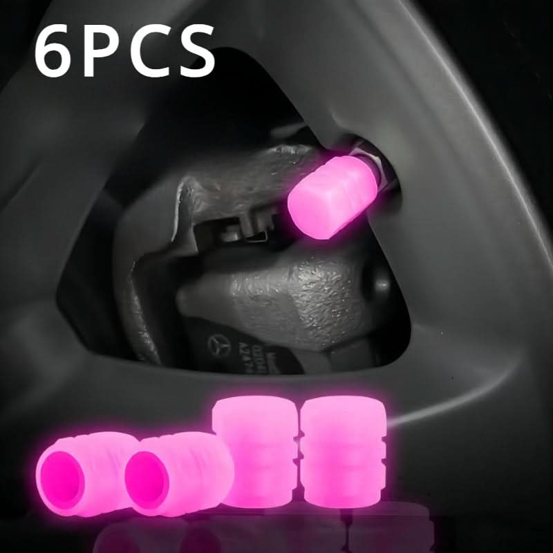 6pcs Glow-in-the-Dark Tire Valve Caps – Durable Rubber