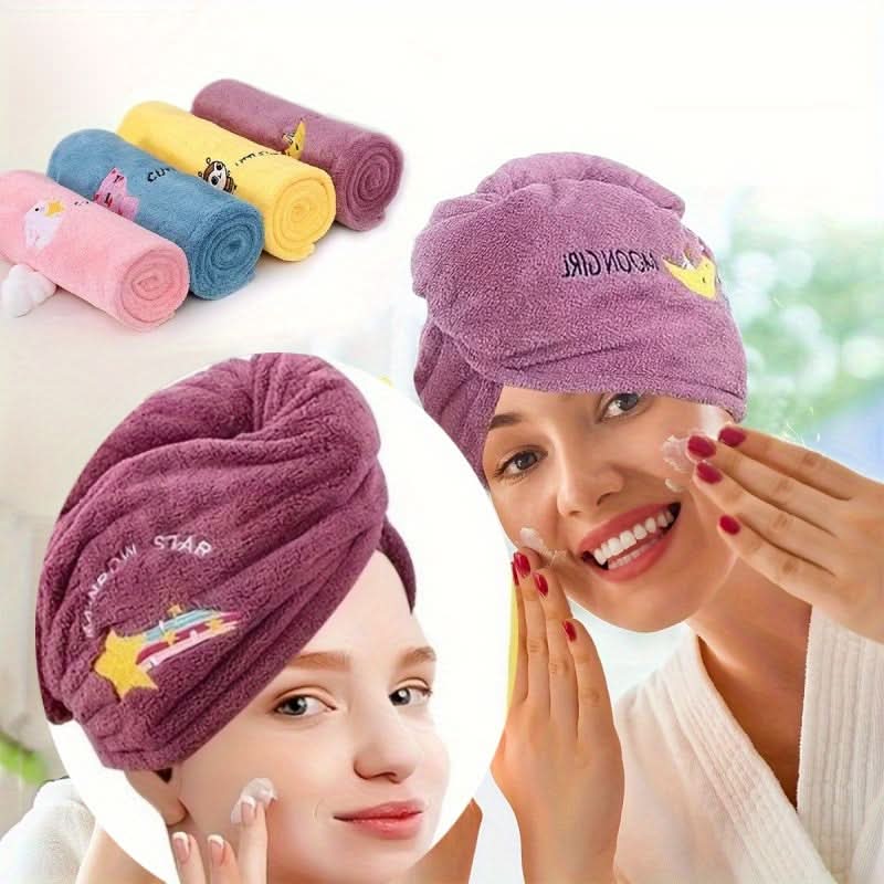 Soft & Absorbent Embroidered Hair Drying Cap