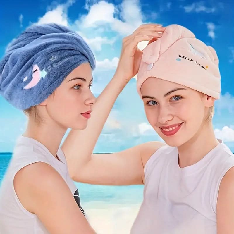 Soft & Absorbent Embroidered Hair Drying Cap