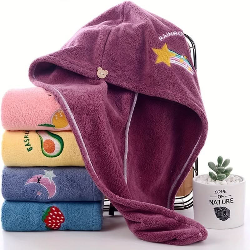 Soft & Absorbent Embroidered Hair Drying Cap