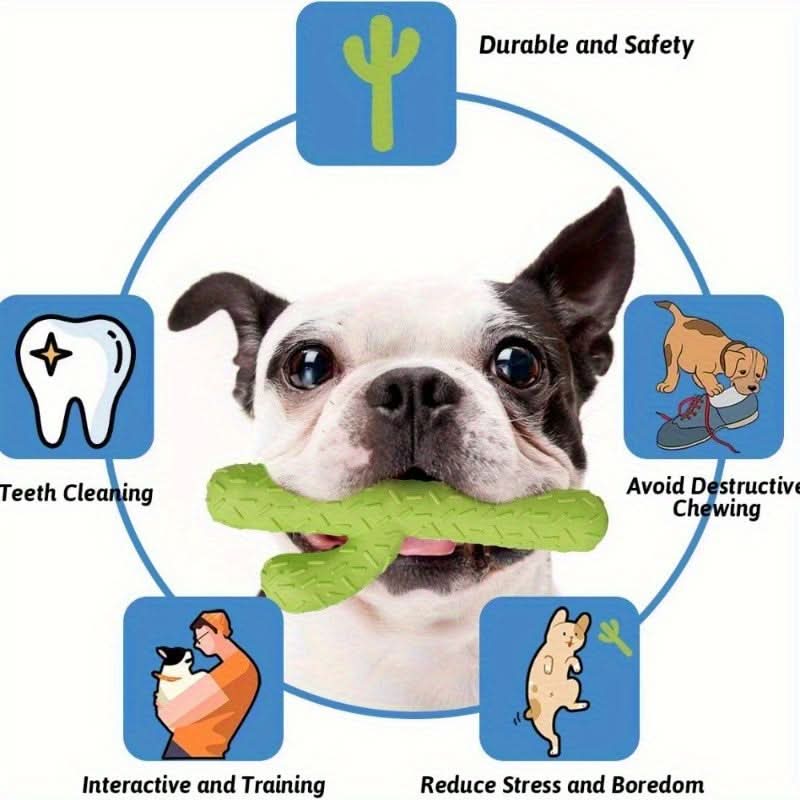 Durable Cactus Dog Chew Toy – Milk-Flavored, Dental Care for Small Breeds