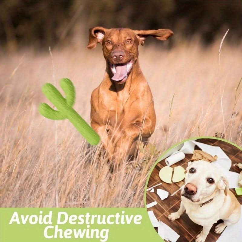 Durable Cactus Dog Chew Toy – Milk-Flavored, Dental Care for Small Breeds