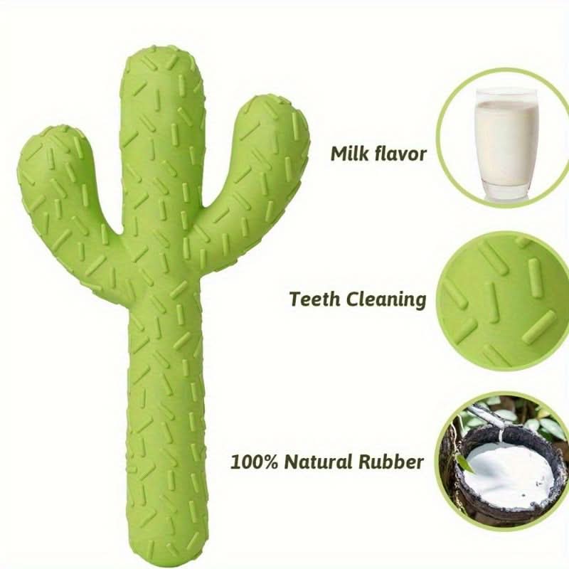 Durable Cactus Dog Chew Toy – Milk-Flavored, Dental Care for Small Breeds