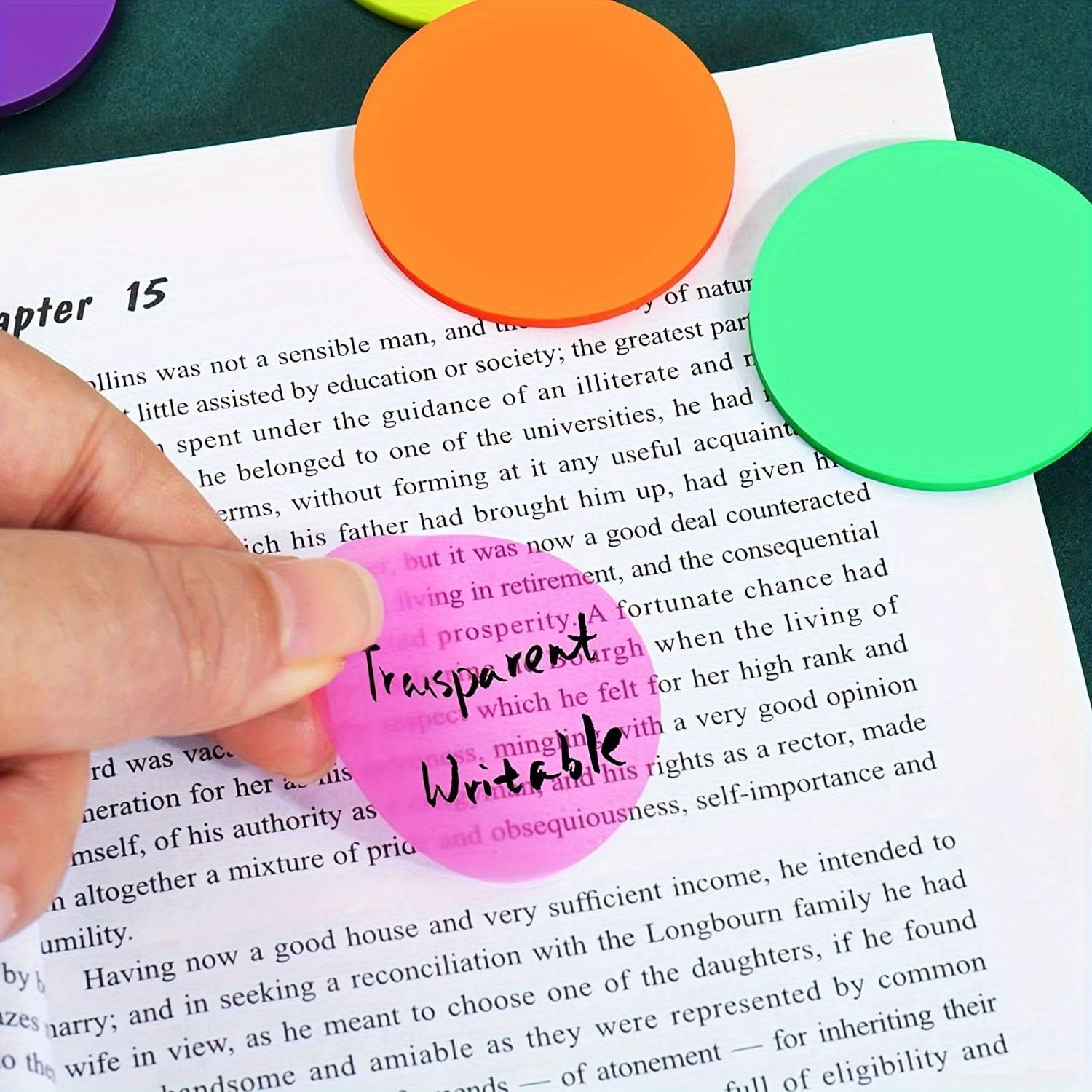 160pcs Transparent Sticky Notes – Round Index Tabs
