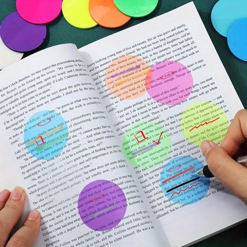 160pcs Transparent Sticky Notes – Round Index Tabs
